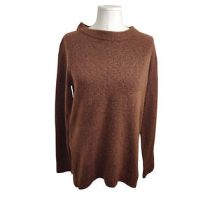 LOFT Sweater Womens Medium Brown Open Back Long Sleeve Pullover Soft Knit Cozy